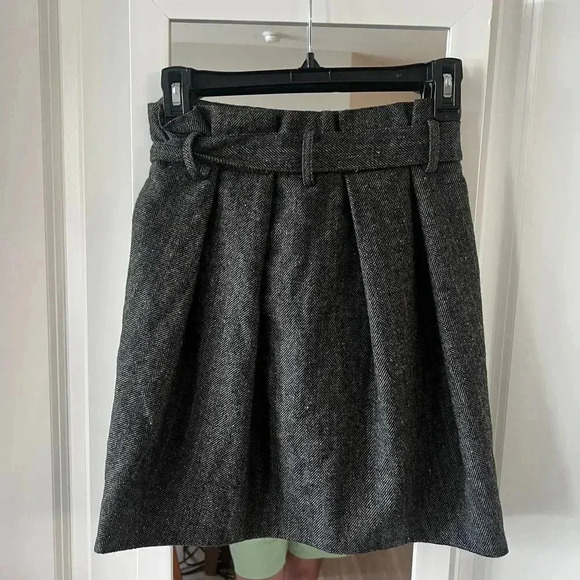 952 Ulla Johnson Paper Bag Leo Wool Belted Mini Skirt Size 2 Color Grey - Picture 7 of 9